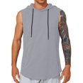 thumbnail image 1 of ZCFZJW Men's Workout Hooded Tank Tops Sleeveless Gym Hoodies Bodybuilding Muscle Cut Off T-Shirts Casual Drawstring Fitness Vest Gray XL, 1 of 2