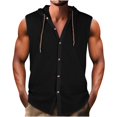 thumbnail image 1 of ZCFZJW Men's Workout Hooded Tank Tops Sports Training Sleeveless Button V Neck Gym Drawstring Hoodies Bodybuilding Cut Off Muscle Shirts Black S, 1 of 5