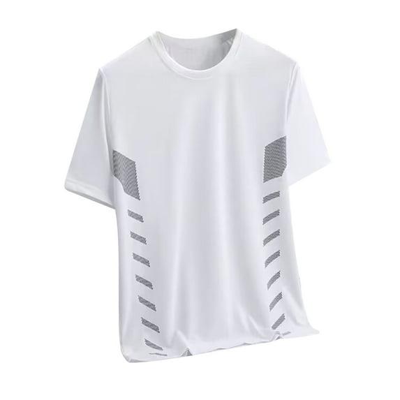 ZCFZJW Men's Workout Shirts Lightweight Quick Dry Moisture Wicking Short Sleeve Mesh Athletic T-Shirts Trendy Basic Solid Color Activewear Tops White XXXXXL