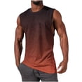 thumbnail image 1 of ZCFZJW Men's Workout Tank Tops Gym Cut Off Sleeveless T Shirt Bodybuilding Fitness Muscle Athletic Tank Top Tie Dye Ombre Print Shirts Tee Brown L, 1 of 4