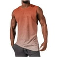 thumbnail image 1 of ZCFZJW Men's Workout Tank Tops Gym Cut Off Sleeveless T Shirt Bodybuilding Fitness Muscle Athletic Tank Top Tie Dye Ombre Print Shirts Tee Orange L, 1 of 4