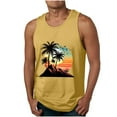 thumbnail image 1 of ZCFZJW Men's Workout Tank Tops Mesh Gym Sleeveless Quick Dry Summer Tropical Palm Tree Print Bodybuilding Shirts Fitness Athletic Muscle Tee Yellow XXL, 1 of 5