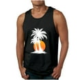 thumbnail image 1 of ZCFZJW Men's Workout Tank Tops Sleeveless Muscle Gym Shirt Quick Dry Summer Tropical Palm Tree Pattern Print Crew Neck Basic Tees Shirt Black XL, 1 of 5