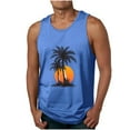 thumbnail image 1 of ZCFZJW Men's Workout Tank Tops Sleeveless Muscle Gym Shirt Quick Dry Summer Tropical Palm Tree Pattern Print Crew Neck Basic Tees Shirt Blue L, 1 of 5