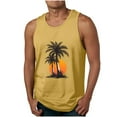 thumbnail image 1 of ZCFZJW Men's Workout Tank Tops Sleeveless Muscle Gym Shirt Quick Dry Summer Tropical Palm Tree Pattern Print Crew Neck Basic Tees Shirt Yellow XXXL, 1 of 5