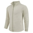 thumbnail image 1 of ZCFZJW Men's Zip Up Mock Neck Jackets Lightweight Long Sleeve Sherpa Fleece Basic Slim Fit Cotton Pullover SweatShirt with Pocket Khaki L, 1 of 8