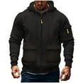 thumbnail image 1 of ZCFZJW Men's Zip-up Hooded Sweatshirts Full-Zip Cargo Hoodie Long Sleeve Solid Color Drawstring Lightweight Casual Hoodies Outwear Coat Tops with Pocket Black XXL, 1 of 4