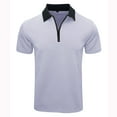thumbnail image 1 of ZCFZJW Men's Zipper Polo Shirt Lightweight Casual Summer Solid Color Short Sleeve Polo T Shirt Classic Fit Business Collared T-Shirts Tops White M, 1 of 5