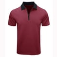 thumbnail image 1 of ZCFZJW Men's Zipper Polo Shirt Lightweight Casual Summer Solid Color Short Sleeve Polo T Shirt Classic Fit Business Collared T-Shirts Tops Wine XXL, 1 of 5