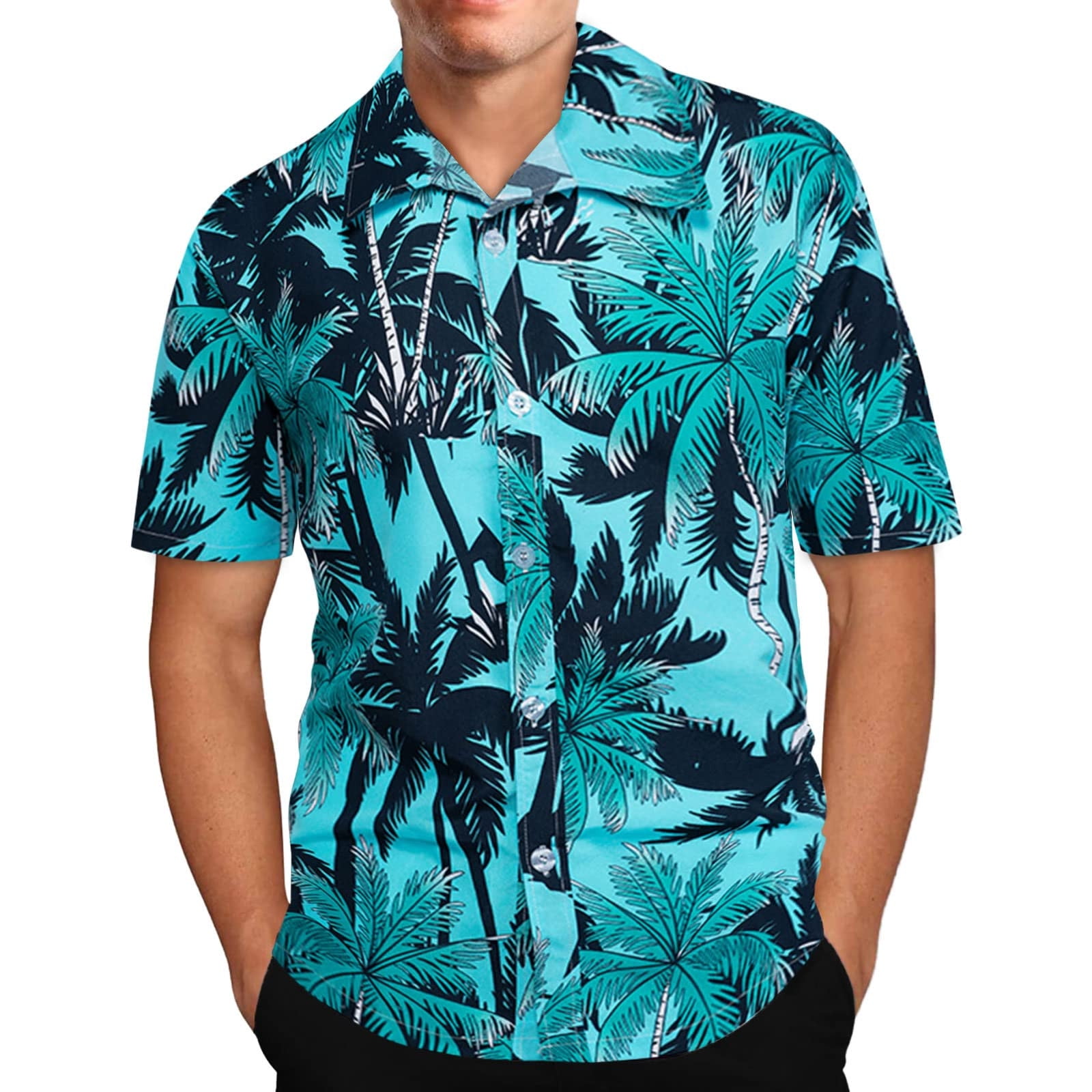 ZCFZJW Mens 100% Cotton Hawaiian Shirts Big and Tall Button Down