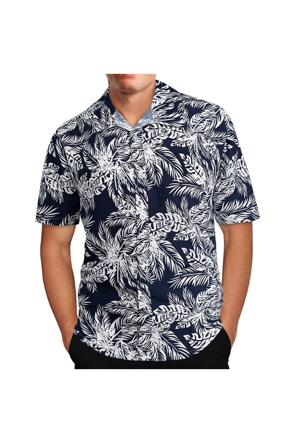 Mens 100% Cotton Hawaiian Shirts Big and Tall Button Down Short Sleeve Beach Shirts Summer Casual Tropical Print Aloha Holiday Shirts