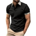 thumbnail image 1 of ZCFZJW Mens Athletic Golf Polo Shirts - Short Sleeve Workout Polos Quick Dry T-Shirt Loose Lightweight Casual Patchwork Pullover Tops Black M, 1 of 5