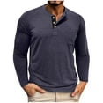 thumbnail image 1 of ZCFZJW Mens Athletic Henley Shirts Casual Lightweight Long Sleeve Button Crewneck Pullover Tops with Pocket Regular Fit Cotton Workout Tees Shirt Navy XL, 1 of 7