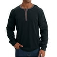 thumbnail image 1 of ZCFZJW Mens Athletic T-Shirts Casual Solid Color Long Sleeve Button Neckline Pullover Sweatshirts Trendy Soft Cotton Tees Tops Black M, 1 of 6