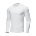 thumbnail image 1 of ZCFZJW Mens Athletic T-Shirts Casual Solid Color Long Sleeve Quick Dry Crew Neck Basic Workout Pullover Tops Trendy Fall Sportswear Shirts White L, 1 of 9