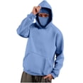 thumbnail image 1 of ZCFZJW Mens Balaclava Hoodie with Ski Mask Lightweight Fall Spring Fleece Lined Double Hooded Sweatshirt Windproof with Pocket for Fishing Running Hiking Blue M, 1 of 5