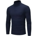 thumbnail image 1 of ZCFZJW Mens Basic Turtleneck Long Sleeve Casual Soft Comfy Stretch Basic T-Shirts Knitted Thermal Pullover Tops Solid Color Bottoming Shirt Navy XL, 1 of 4
