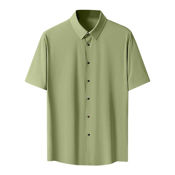 ZCFZJW Mens Beach Hawaiian Shirts Casual Summer Short Sleeve Solid Color Button Down Plain Tees Shirt Loose Lightweight Comfy Pullover Tops Green XXXXXL