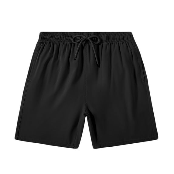 ZCFZJW Mens Beach Swim Trunks Lightweight Casual Solid Color Drawstring Elastic Waist Board Shorts with Pockets Quick Dry Swimwear Bathing Suit Black XXL