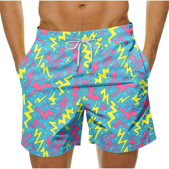 ZCFZJW Mens Beach Swim Trunks Lightweight Quick Dry Summer Tropical Printed Hawaiian Shorts Trendy Regular Fit Bathing Suit Swimsuit Multicolor#05 S