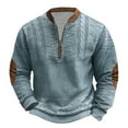 thumbnail image 1 of ZCFZJW Mens Big and Tall Regular Fit Long Sleeve Cable Knit Sweaters Casual Half Zip up V Neck Henley Shirts Loose Lightweight Comfy Thick Outwear Jacket Tops Blue XXL, 1 of 3