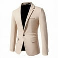 thumbnail image 1 of ZCFZJW Mens Blazers Slim Fit Business Casual Long Sleeve Men Suit Sport Coat One Button Travel Blazer Lightweight Suit Jacket Khaki L, 1 of 3