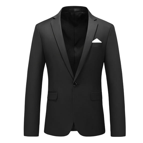 ZCFZJW Mens Blazers Slim Fit Business Casual Men Suit Sport Coat One Button Single Breasted Travel Blazer Lightweight Suit Jacket for Wedding Formal Black XXXL
