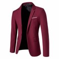 thumbnail image 1 of ZCFZJW Mens Blazers Slim Fit Business Casual Men Suit Sport Coat One Button Travel Blazer Lightweight Suit Jacket Wine M, 1 of 4