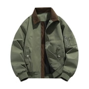 ZCFZJW Mens Bomber Jacket Lightweight Windbreaker Cargo Jackets Casual Softshell Flight Jacket Fashion Winter Fall Windproof Outwear Coat with Pocket Army Green M