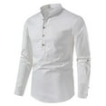 thumbnail image 1 of ZCFZJW Mens Button Henley Shirts Casual Roll-up Long Sleeve Solid Color Stand Collar Business Work T-Shirts Trendy Slim Fit Basic Workout Tees Tops White XL, 1 of 9