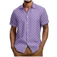 thumbnail image 1 of ZCFZJW Mens Button Down Slim Fit Dress Shirt Fashion Polka Dot Printed Short Sleeve Button Down Shirts Summer Business Casual Work Shirts Purple XXXXL, 1 of 5