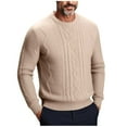 thumbnail image 1 of ZCFZJW Mens Cable Knit Sweater Lightweight Casual Long Leeve Crewneck Pullover Sweaters Basic Twist Textured Fisherman Sweater Tops Khaki XXL, 1 of 8