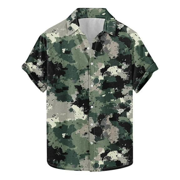 ZCFZJW Mens Camo Button Down Hawaiian Shirts Casual Short Sleeve Button Down Graphic Holiday T-Shirts Loose Regular Fit Cotton Tees Tops Multicolor#11 M