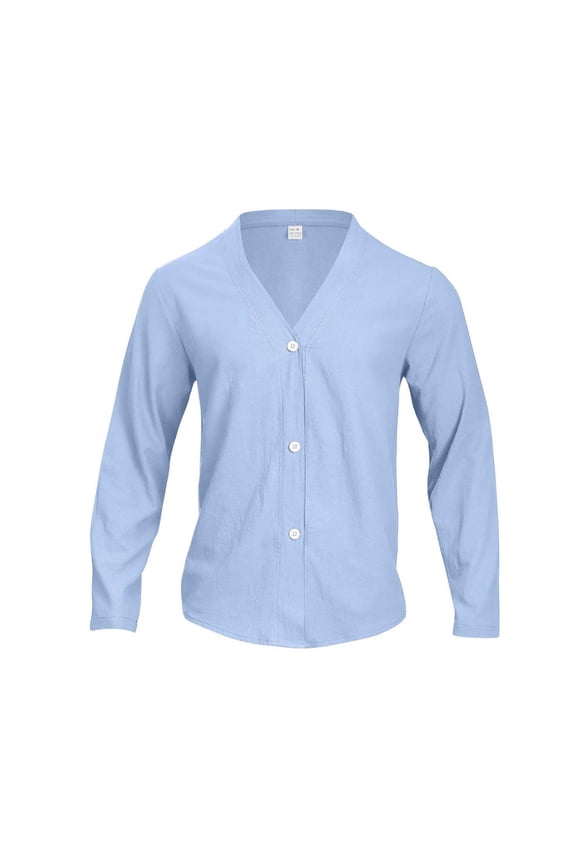 Mens Cardigan Sweaters with Buttons V Neck Loose Sweater Fall Spring Casual Lightweight Button Down Knitted Cardigan Sweater Tops Blue XXL