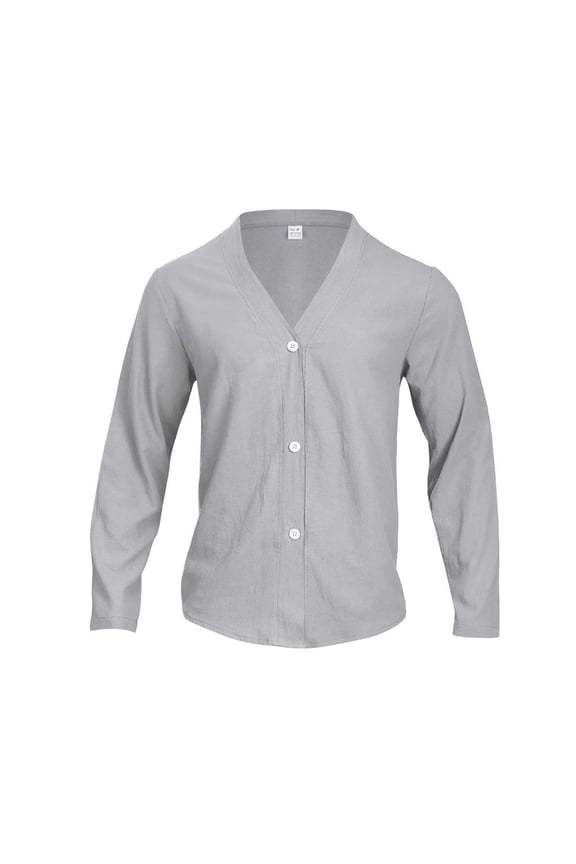 Mens Cardigan Sweaters with Buttons V Neck Loose Sweater Fall Spring Casual Lightweight Button Down Knitted Cardigan Sweater Tops Gray L