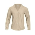 thumbnail image 1 of ZCFZJW Mens Cardigan Sweaters with Buttons V Neck Loose Sweater Fall Spring Casual Lightweight Button Down Knitted Cardigan Sweater Tops Khaki XL, 1 of 4