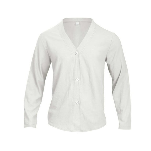 ZCFZJW Mens Cardigan Sweaters with Buttons V Neck Loose Sweater Fall Spring Casual Lightweight Button Down Knitted Cardigan Sweater Tops White M