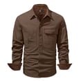 thumbnail image 1 of ZCFZJW Mens Cargo Shirts Long Sleeve Hiking Travel Shirts Regular Fit Casual Button Down Outdoor Tactical Shirts with Multi-Pockets Brown L, 1 of 9
