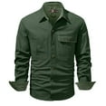 thumbnail image 1 of ZCFZJW Mens Cargo Shirts Long Sleeve Hiking Travel Shirts Regular Fit Casual Button Down Outdoor Tactical Shirts with Multi-Pockets Green XXL, 1 of 9