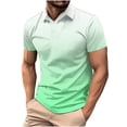 thumbnail image 1 of ZCFZJW Mens Casual 1/4 Button up Shirts Tie Dye Gradient Print Summer Short Sleeve Lapel Collar V Neck Henley Tops Trendy Holiday Vacation Tees Shirt Green XXL, 1 of 6