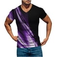 thumbnail image 1 of ZCFZJW Mens Casual 3D Printing T-Shirts Big and Tall Regular Fit Graphic Tee Shirts Summer Short Sleeve Trendy V Neck Pullover Tshirt Tops Z01-Purple M, 1 of 4