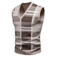 thumbnail image 1 of ZCFZJW Mens Casual Argyle Sweater Vest Lightweight Casual Slim Fit Basic V-Neck Sleeveless Pullover Knitwear Vests Tops Khaki XL, 1 of 9