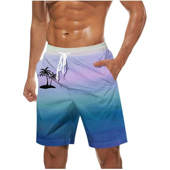 ZCFZJW Mens Casual Beach Swim Trunks Tie Dye Summer Tropical Palm Tree Print Lightweight Bathing Suit Swimwear Trendy Regular Fit Surfing Board Shorts with Pockets Blue XXL