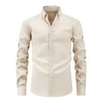 thumbnail image 1 of ZCFZJW Mens Casual Button Down Dress Shirts Long Sleeve Stretchy Wrinkle Free Work Business T-Shirts Slim Fit Basic Collared Tshirt Tops Beige M, 1 of 6