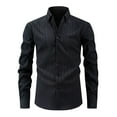 thumbnail image 1 of ZCFZJW Mens Casual Button Down Dress Shirts Long Sleeve Stretchy Wrinkle Free Work Business T-Shirts Slim Fit Basic Collared Tshirt Tops Black XXXL, 1 of 6