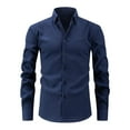 thumbnail image 1 of ZCFZJW Mens Casual Button Down Dress Shirts Long Sleeve Stretchy Wrinkle Free Work Business T-Shirts Slim Fit Basic Collared Tshirt Tops Navy XXL, 1 of 6