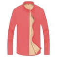 thumbnail image 1 of ZCFZJW Mens Casual Button Down Fleece Lined Shirts Casual Fall Winter Long Sleeve Sherpa Thick Warm Thermal Shirts with Pockets Watermelon Red XXL, 1 of 6