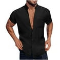 thumbnail image 1 of ZCFZJW Mens Casual Button Down Hawaiian Shirt Short Sleeve Waffled Textured Shirt Summer Beach Vacation Tees Tops with Pocket Black S, 1 of 6