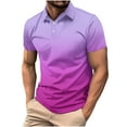 thumbnail image 1 of ZCFZJW Mens Casual Button up Henley Shirts Loose Fit Short Sleeve Tie Dye Gradient Print Lapel Collar V Neck Pullover Tops Trendy Holiday Vacation Tees Shirt Purple XXXL, 1 of 6