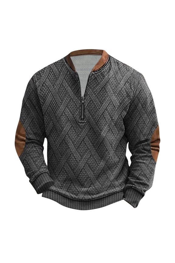 Mens Casual Cable Knit Pullover Sweater Tops Big and Tall Regular Fit Long Sleeve Half Zip up Henley Sweatshirts Loose Lightweight Comfy Jacket Shirts Gray S